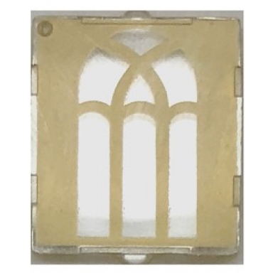 trans-clear glass for window 1 x 2 x 2 flat front with arched tan window pattern