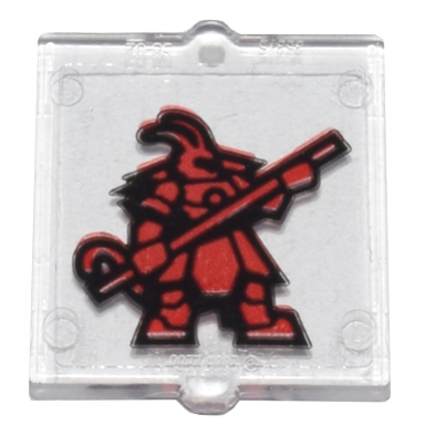 trans-clear glass for window 1 x 2 x 2 flat front with red monkey king warrior mech model pattern sticker - set 80036