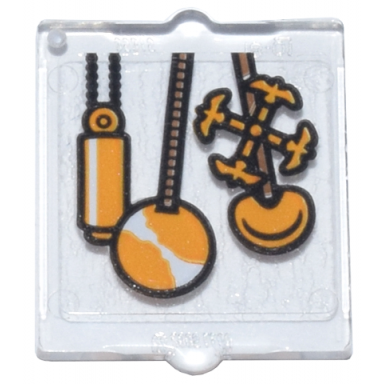 trans-clear glass for window 1 x 2 x 2 flat front with bright light orange clock pendulums pattern sticker - set 76437