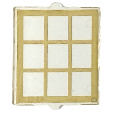trans-clear glass for window 1 x 2 x 2 flat front with gold lattice pattern