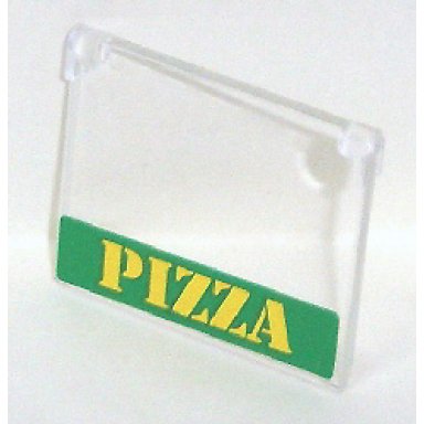 trans-clear glass for window 1 x 4 x 3 - opening with yellow pizza on green background pattern sticker - set 7641