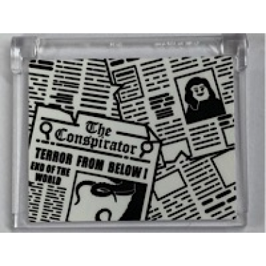 trans-clear glass for window 1 x 4 x 3 - opening with newspaper the conspirator pattern sticker - set 21310