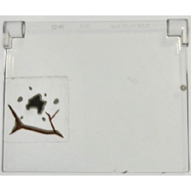 trans-clear glass for window 1 x 4 x 3 - opening with dark brown cracks and dark bluish gray mud spots pattern sticker - set 70424