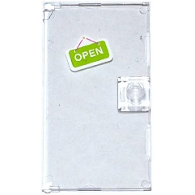 trans-clear door 1 x 4 x 6 with stud handle with white open on lime sign pattern sticker - set 41108