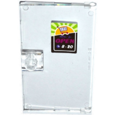 trans-clear door 1 x 4 x 6 with stud handle with shopping cart trolley open and 8-20 pattern sticker - set 41118