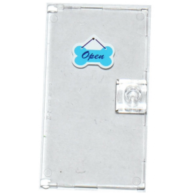 trans-clear door 1 x 4 x 6 with stud handle with open on medium azure bone shaped sign pattern sticker - set 41124
