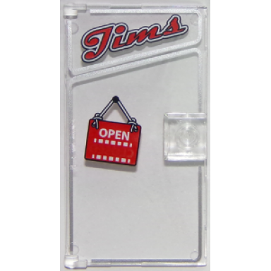 trans-clear door 1 x 4 x 6 with stud handle with jims and open pattern