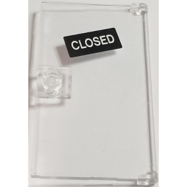 trans-clear door 1 x 4 x 6 with stud handle with slanted white closed on black background sign pattern sticker - set 70902