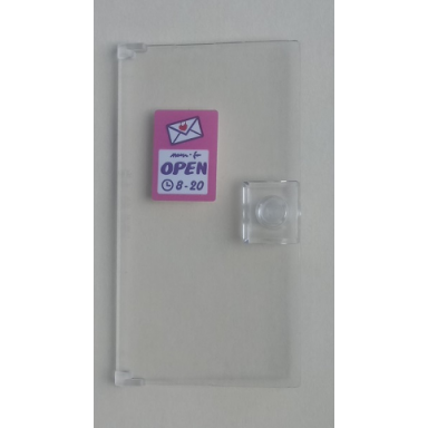 trans-clear door 1 x 4 x 6 with stud handle with open 8-20 and envelope with red heart sign on dark pink background pattern sticker - set 41310