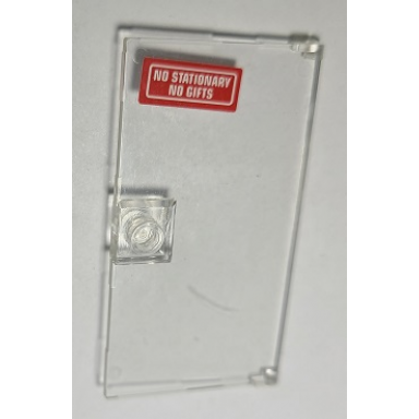trans-clear door 1 x 4 x 6 with stud handle with white no stationary no gifts on red background pattern sticker - set 70912