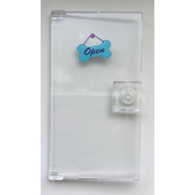 trans-clear door 1 x 4 x 6 with stud handle with open on medium azure bone shaped sign pattern sticker - set 41345