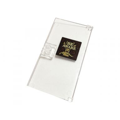 trans-clear door 1 x 4 x 6 with stud handle with be aware and mandrake pattern on both sides stickers - set 76384