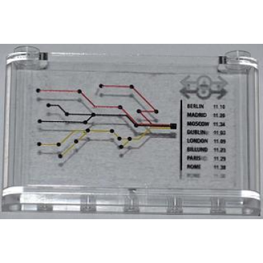 trans-clear windscreen 1 x 6 x 3 with train map train schedule with berlin 11:10 and train logo pattern sticker - set 7938