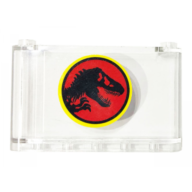 trans-clear windscreen 1 x 6 x 3 with black dinosaur on red background jurassic park logo pattern sticker - set 75932