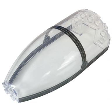 trans-clear cone half 6 x 4 x 10 elliptic paraboloid with black sw a-wing starfighter - ucs cockpit window frame with dark bluish gray lines pattern stickers - set 75275
