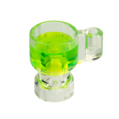 trans-clear minifigure utensil stein cup with molded trans-bright green drink pattern