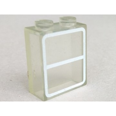 trans-clear brick 1 x 2 x 2 without bottom tube with window pattern