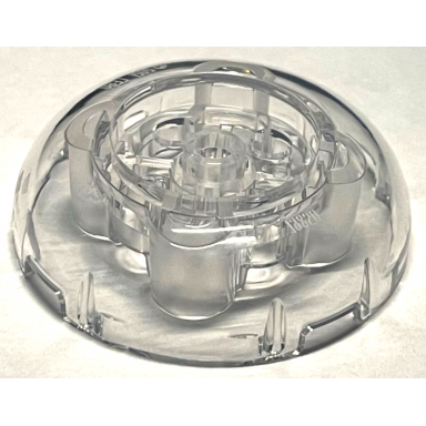trans-clear brick round 4 x 4 dome top with 2 x 2 recessed center