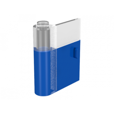 trans-clear door 1 x 3 x 3 left with vertical handle with blue bottom pattern