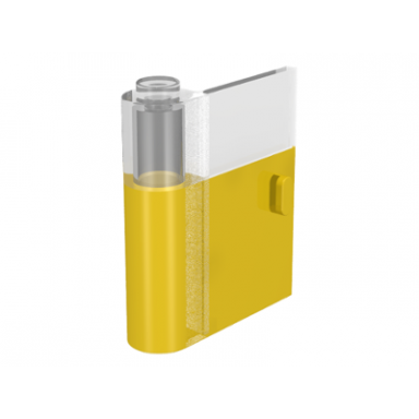 trans-clear door 1 x 3 x 3 left with vertical handle with yellow bottom pattern