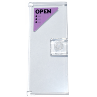 trans-clear door 1 x 3 x 6 with stud handle with black open and bullet points on medium lavender background pattern sticker - set 41732