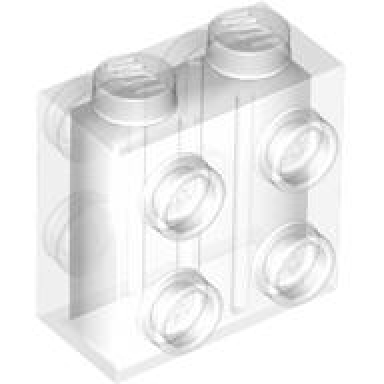 trans-clear brick modified 1 x 2 x 1 2 3 with studs on sides