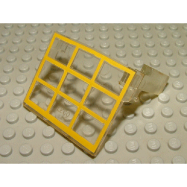 trans-clear garage door glass assembly - yellow frame pattern with hinge pins on counterweights