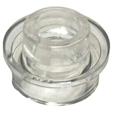trans-clear plate round 1 x 1 with open stud