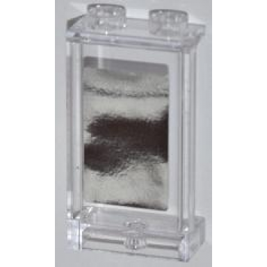 trans-clear panel 1 x 2 x 3 with side supports - hollow studs with rectangular mirror pattern sticker - set 3185