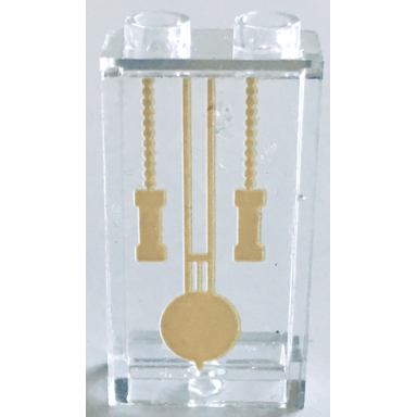 trans-clear panel 1 x 2 x 3 with side supports - hollow studs with gold grandfather clock pendulum and chains pattern sticker - set 41068