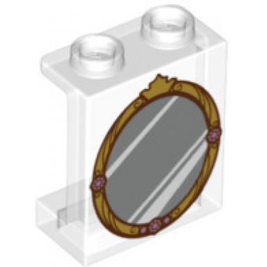 trans-clear panel 1 x 2 x 2 with side supports - hollow studs with gold vanity mirror pattern
