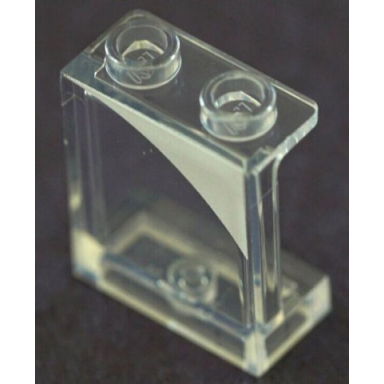 trans-clear panel 1 x 2 x 2 with side supports - hollow studs with white curved corner pattern model left side