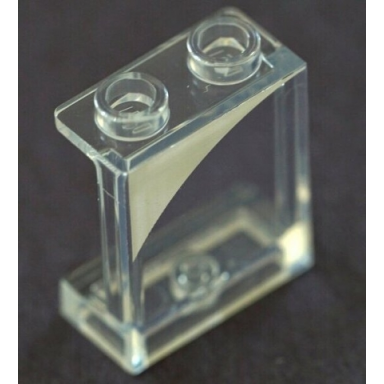 trans-clear panel 1 x 2 x 2 with side supports - hollow studs with white curved corner pattern model right side