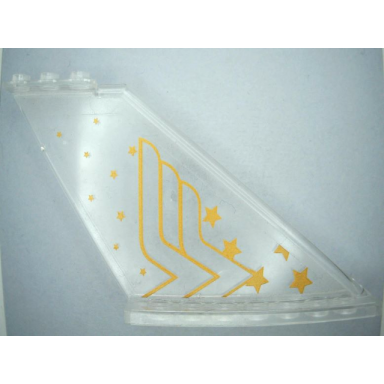 trans-clear tail 12 x 2 x 5 with gold stars and wonder woman logo right half pattern model left side sticker - set 41239