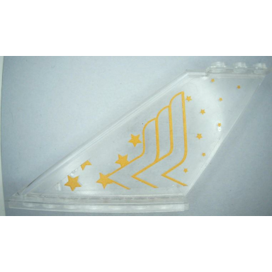trans-clear tail 12 x 2 x 5 with gold stars and wonder woman logo left half pattern model right side sticker - set 41239