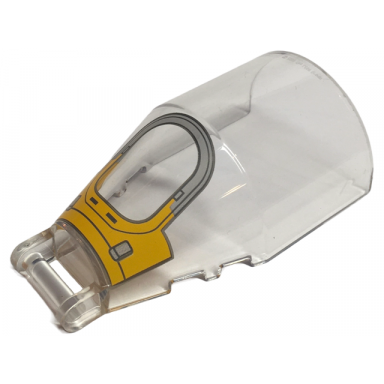 trans-clear windscreen 6 x 4 x 2 round with bar handle with light bluish gray and bright light orange sw shin hatis starfighter cockpit pattern