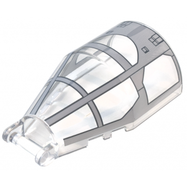trans-clear windscreen 6 x 4 x 2 round with bar handle with light bluish ahsoka tanos t-6 jedi shuttle cockpit pattern