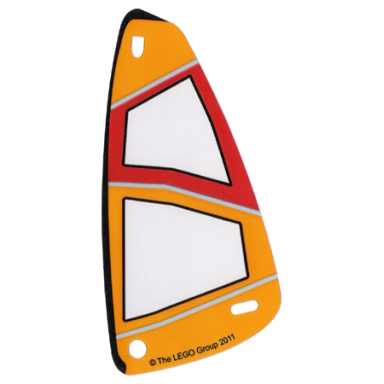 trans-clear plastic triangle 6 x 12 sail with orange and red pattern
