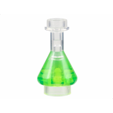 trans-clear minifigure utensil bottle erlenmeyer flask with molded trans-bright green fluid pattern