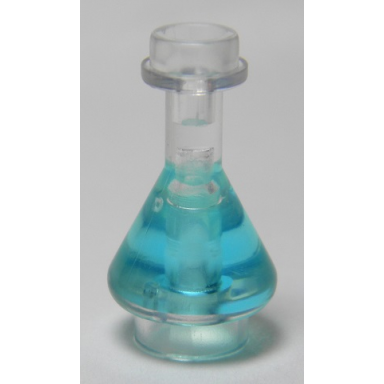 trans-clear minifigure utensil bottle erlenmeyer flask with molded trans-light blue fluid pattern
