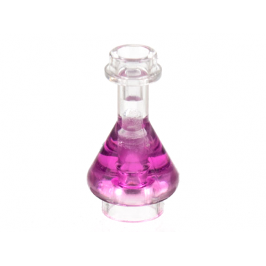 trans-clear minifigure utensil bottle erlenmeyer flask with molded trans-dark pink fluid pattern