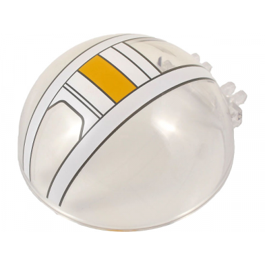 trans-clear windscreen 8 x 8 x 3 canopy dome half sphere with dual 2 fingers with white and bright light orange republic gunship cockpit pattern