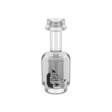 trans-clear minifigure utensil bottle with black sailing ship pattern