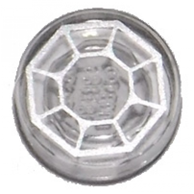 trans-clear tile round 1 x 1 with silver octagonal jewel pattern lotr arkenstone