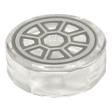 trans-clear tile round 1 x 1 with dark bluish gray and light bluish gray sw 8 spoke radial tie fighter cockpit pattern