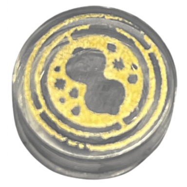 trans-clear tile round 1 x 1 with hourglass and circles on gold background pattern hp time turner