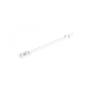 trans-clear bar 12l with 1 x 2 plate end hollow studs and 1 x 1 round plate end