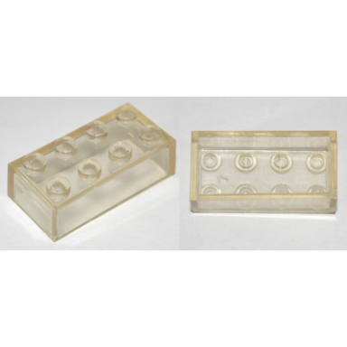 trans-clear brick 2 x 4 without bottom tubes