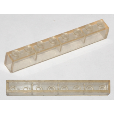 trans-clear brick 1 x 8 without bottom tubes with cross supports