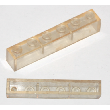 trans-clear brick 1 x 6 without bottom tubes with cross supports